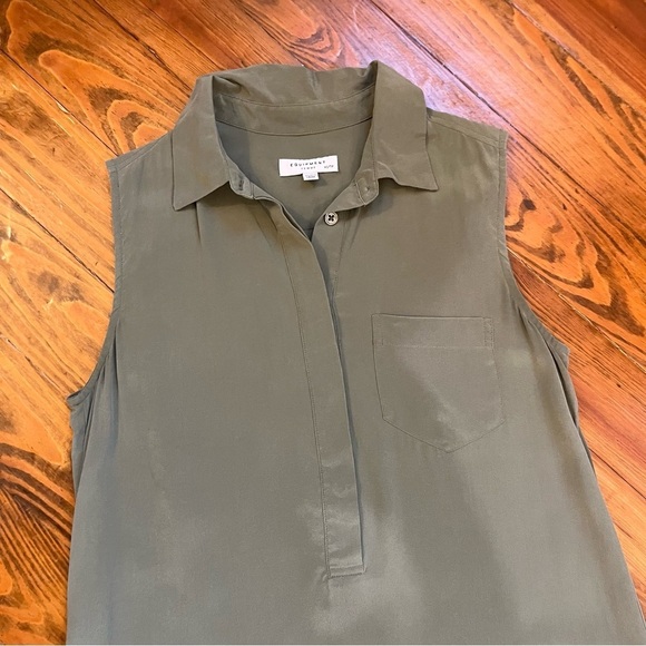 Equipment is 100% Silk Camouflage Olive Green Tira Asymmetrical Dress XS - Picture 12 of 12